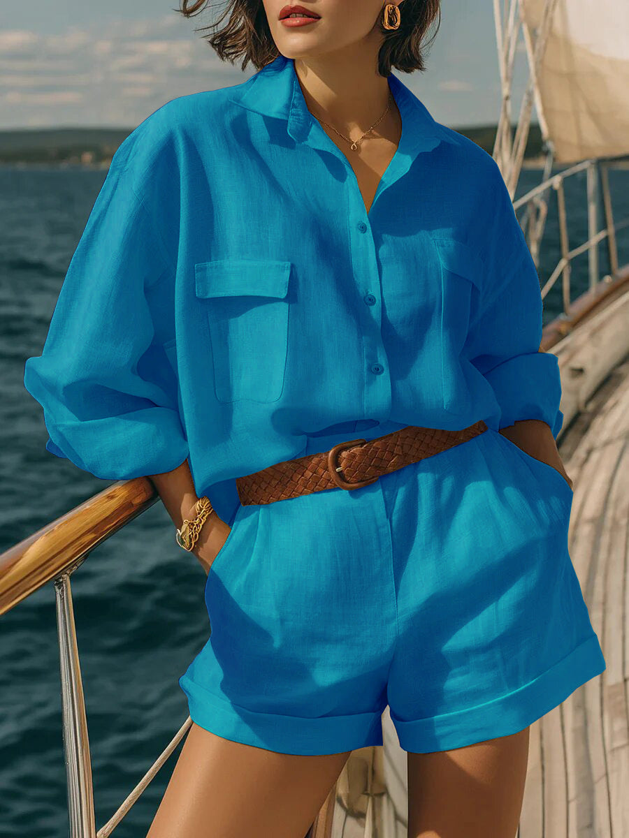 Solid Color Two-piece Set