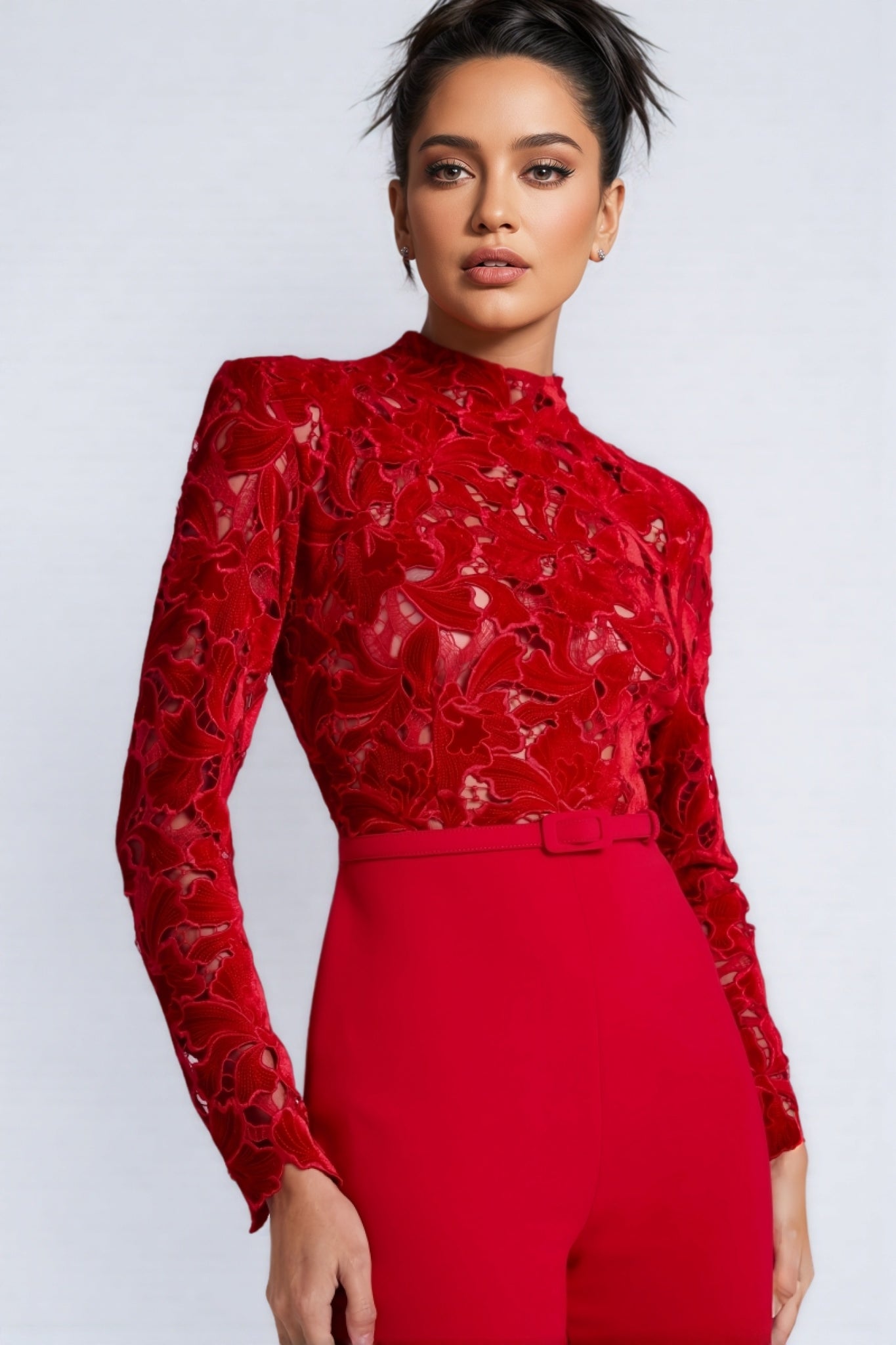 Riya Red Lace Jumpsuit