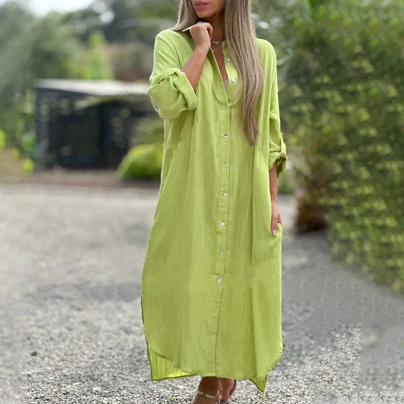 | Relaxed button-down linen maxi dress