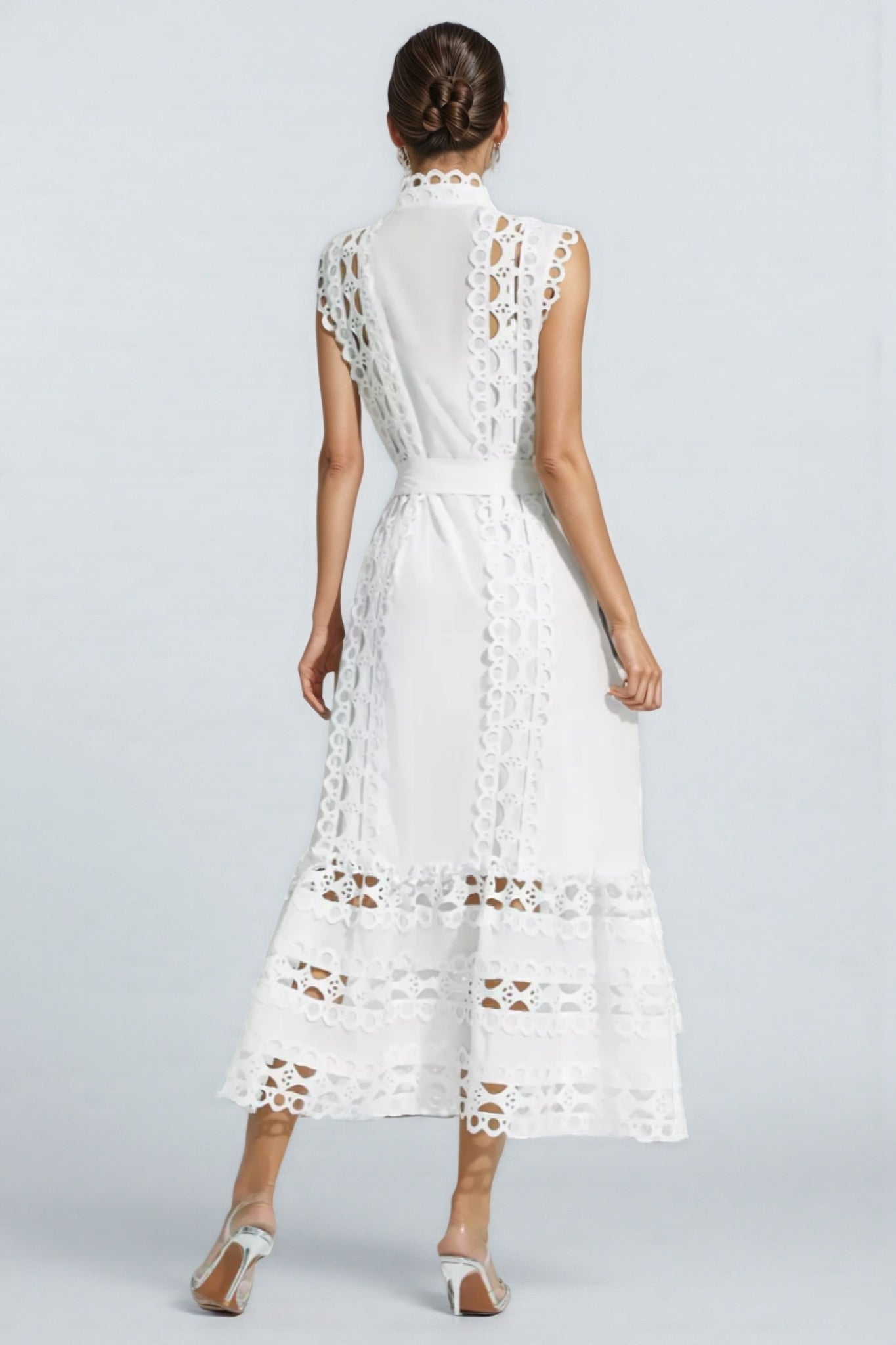 Yarera White Sleeveless Hollow Maxi Dress