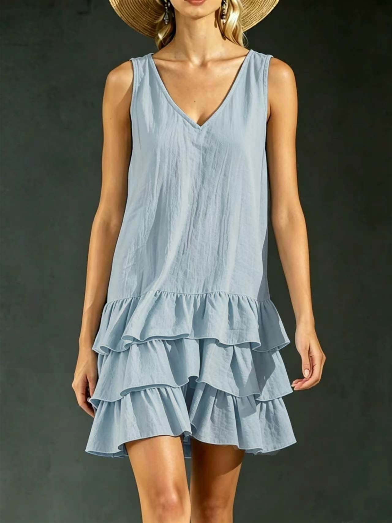 Solid Color Patchwork Dress, Gentle And Simple Long Skirt