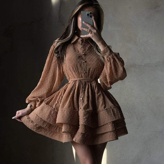 French chiffon tie waist mini dress