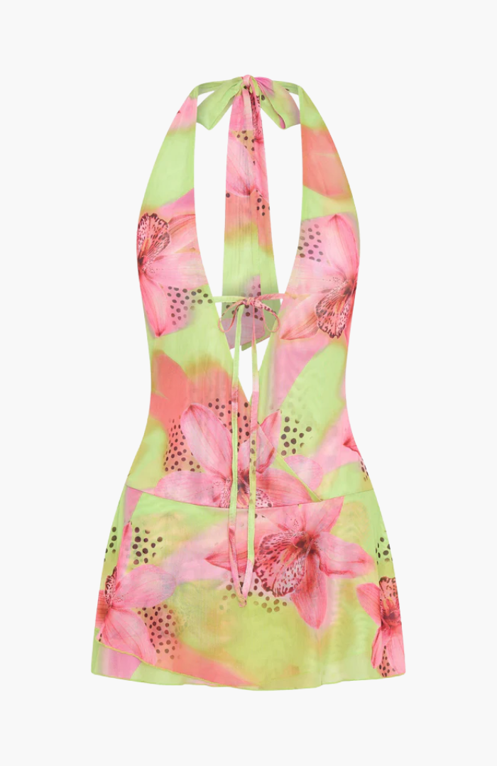| Tropical Plunge Tie Beach Mini Dress