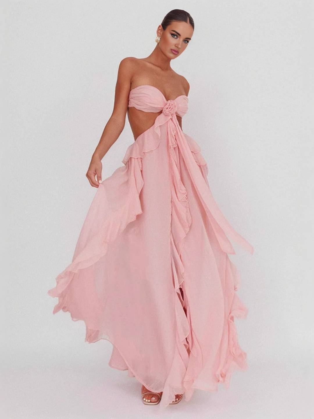 | Draped Chiffon Evening Gown
