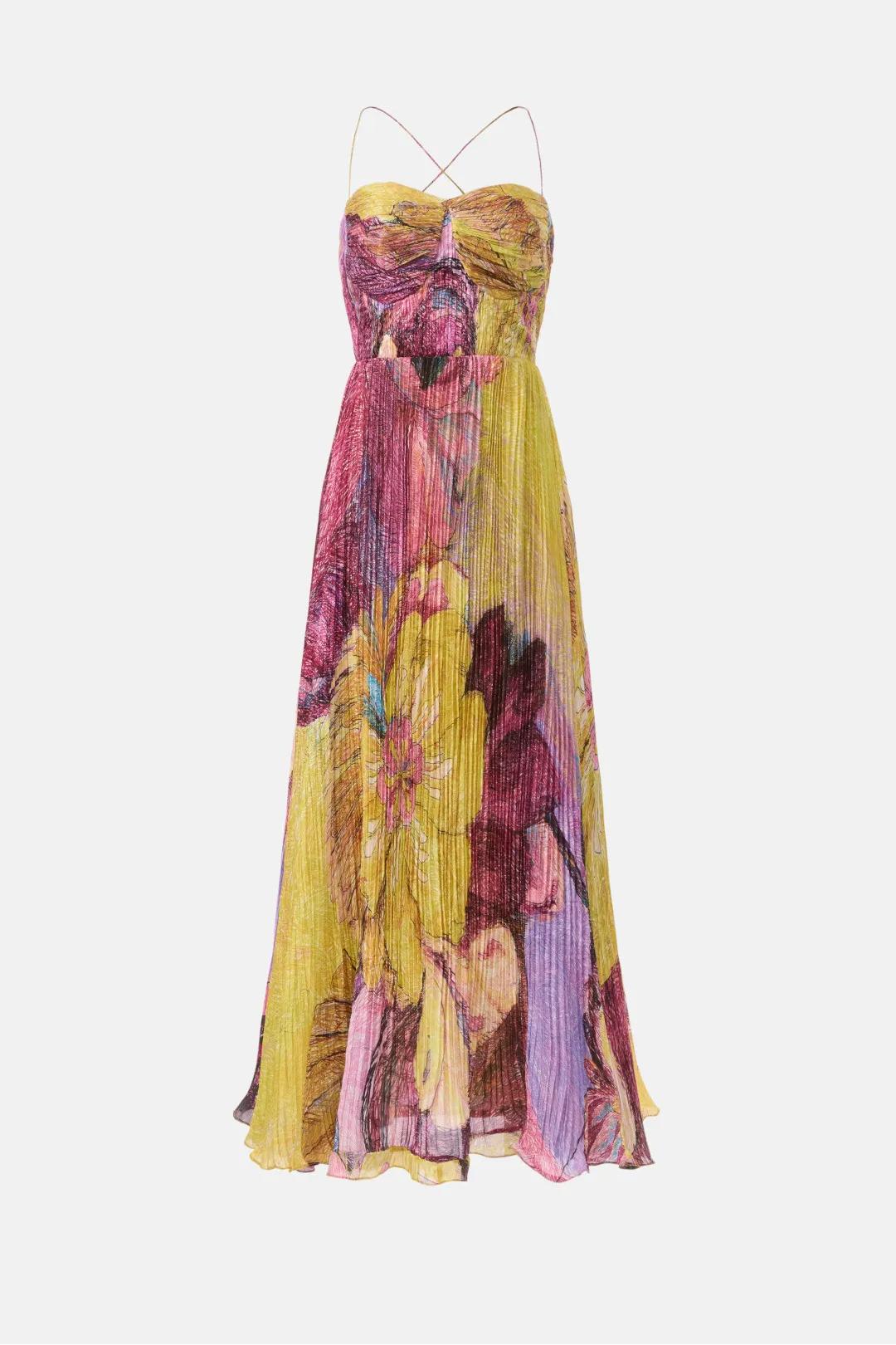 | Floral Pleated Maxi Dress