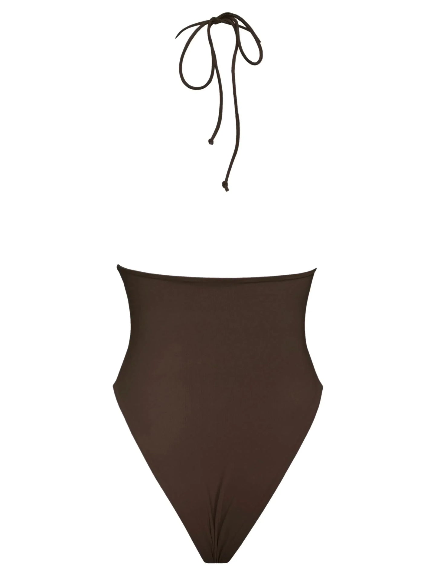 | V-cut bottom espresso one-piece swimsuit