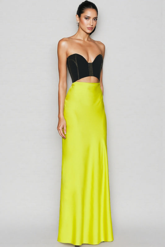 Raine Black Top Green Maxi Dress Set