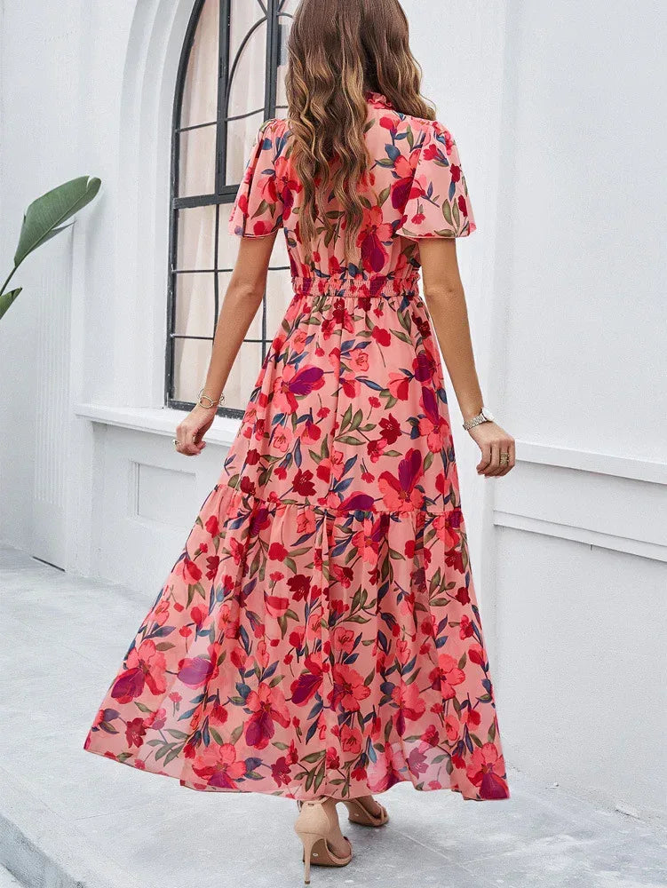 Women’s Casual Maxi Sun Dress with Smocked Waist