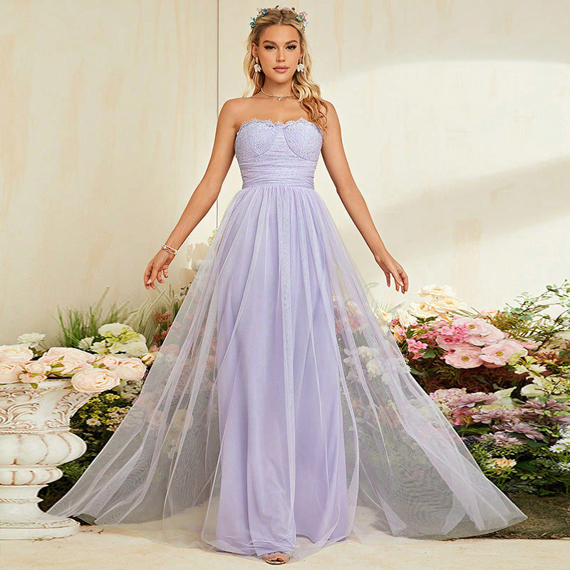 Tube Top Evening Dress Bridesmaid Dress Tube Top Slimming Long Slim Fit plus Size Dress