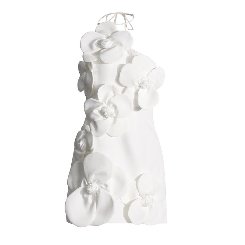 French Floral Splicing Suspender Design Solid Color