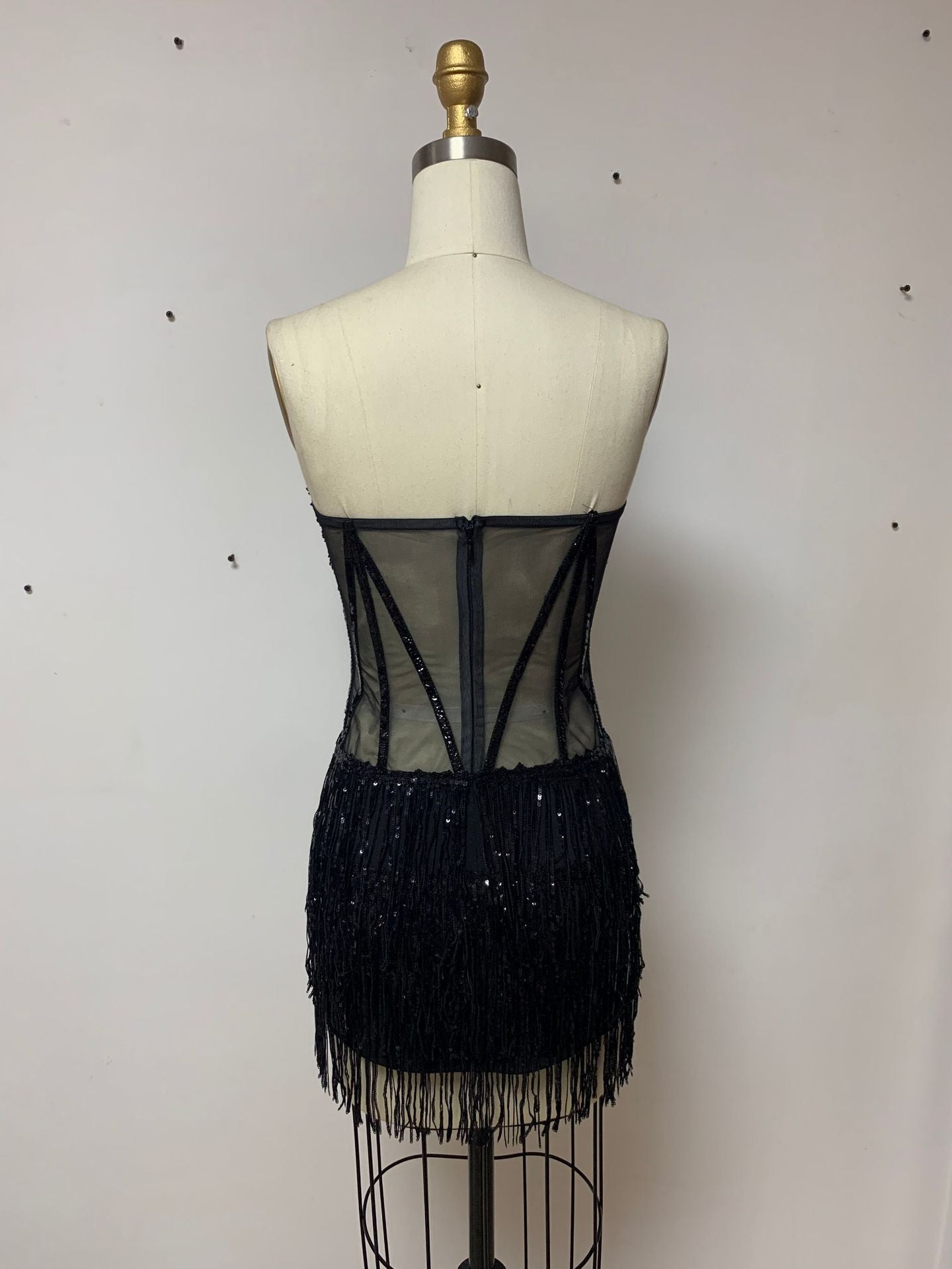 Black Tassel Dress Swing Heavy Embroidery Sequ Tight Dress Party Dress