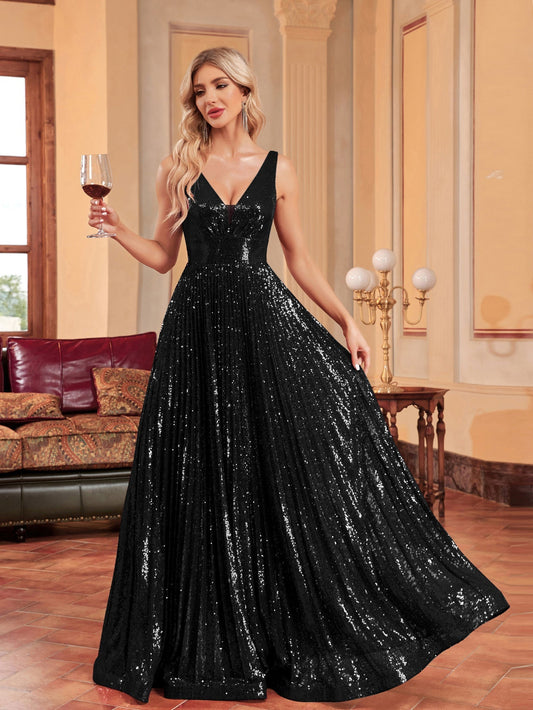 Elegant Champagne Beaded Dress Long Slim Bridesmaid Cocktail Evening