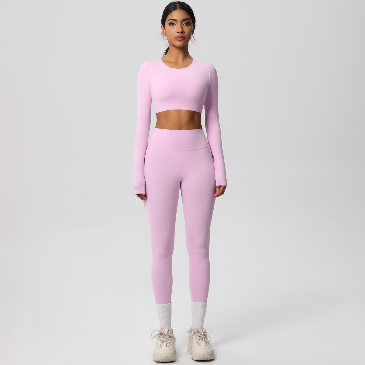 Long Sleeve Crop Top & High-Waisted Set