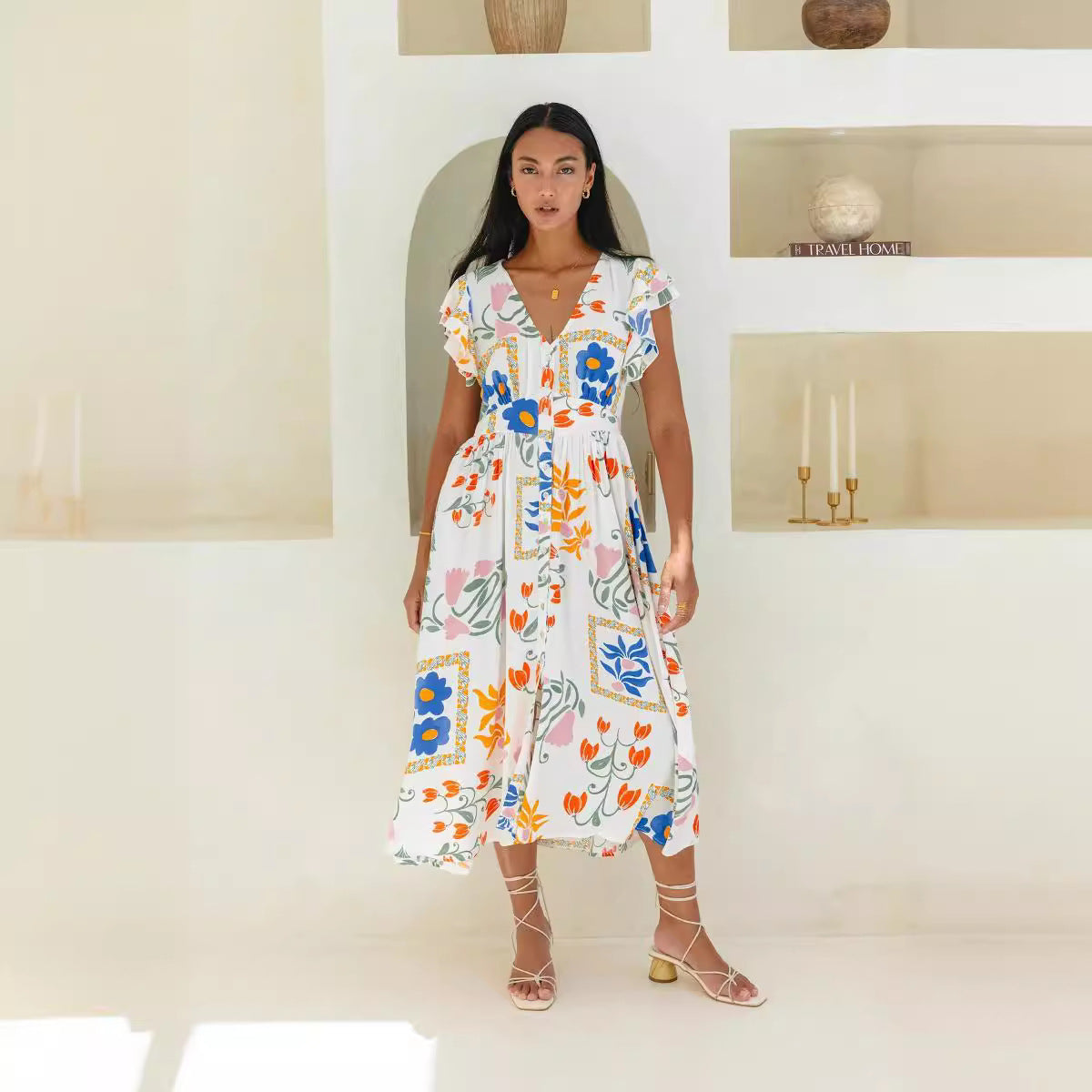 Independent StFloral Print Single Breasted Dress