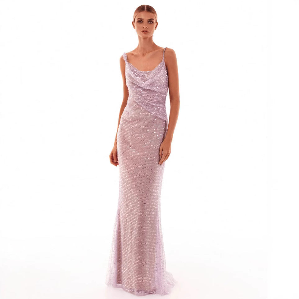 Party Sequined Backless Dress Evening Dress