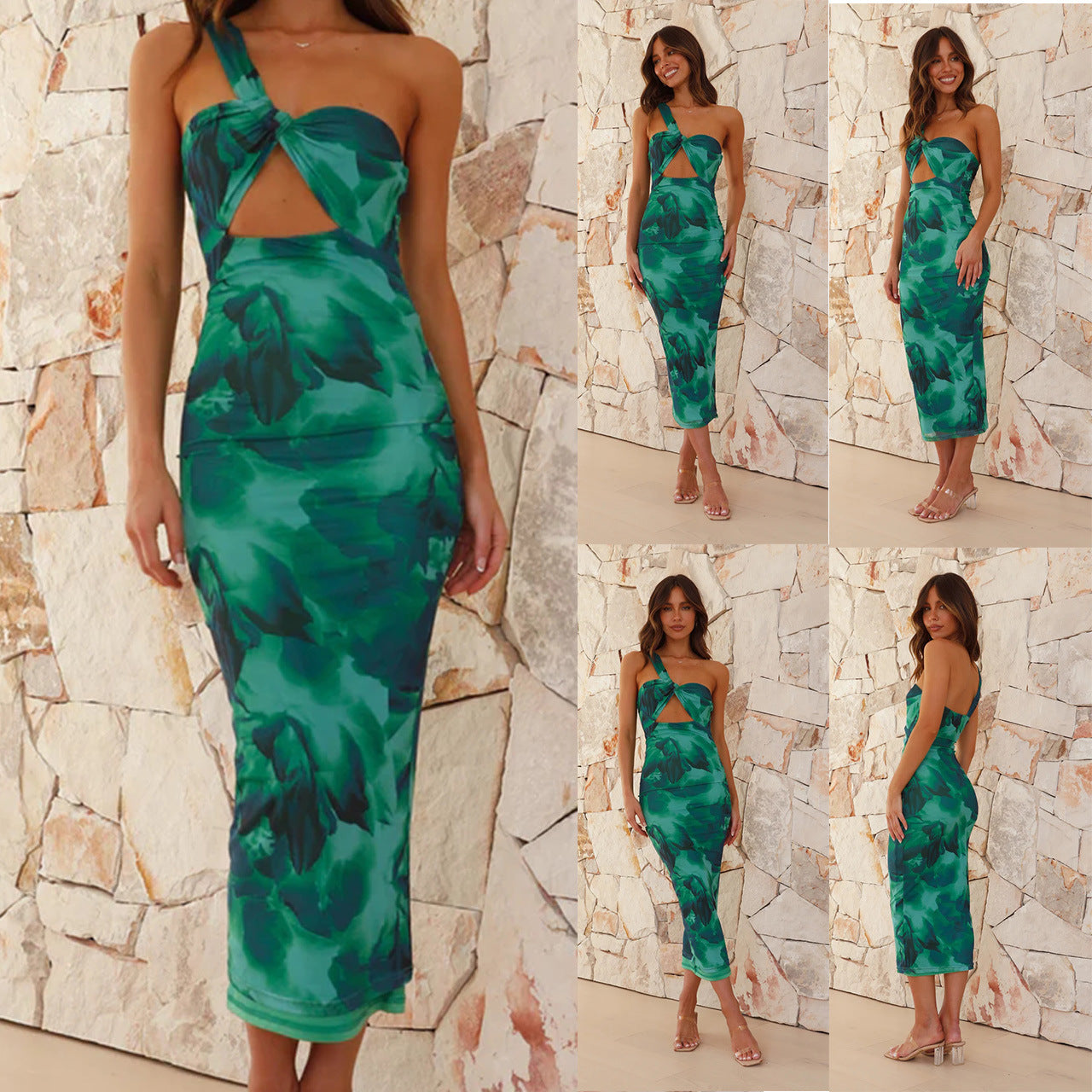 Ladies Personalized Shoulder Sleeveless Cutout Dress