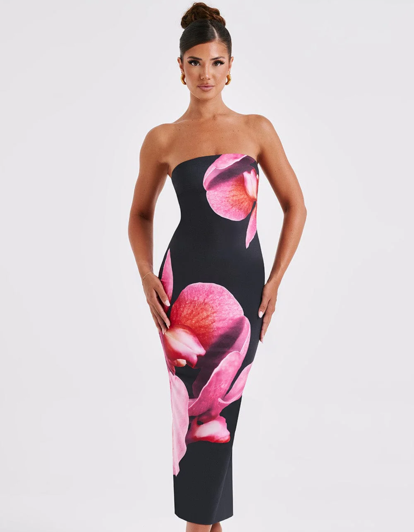 | Floral Strapless Maxi Dress