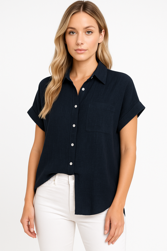 Maison Oversized Linen-Cotton Blouse | Relaxed Fit | Button Front