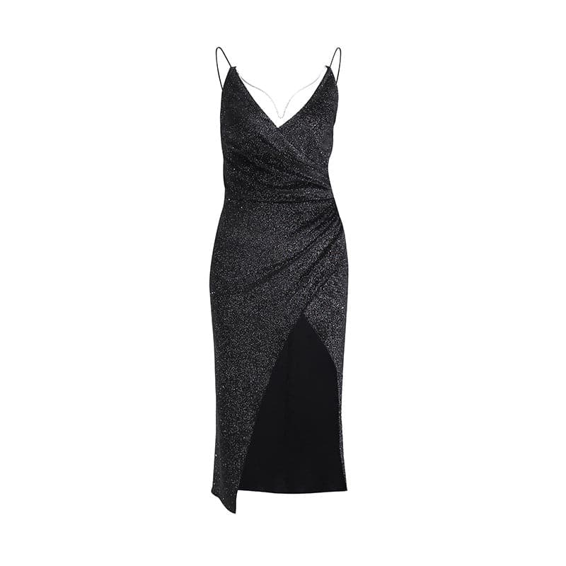 DressBetty - Party Dresses Women Bright Silk High Slit Sexy Dress