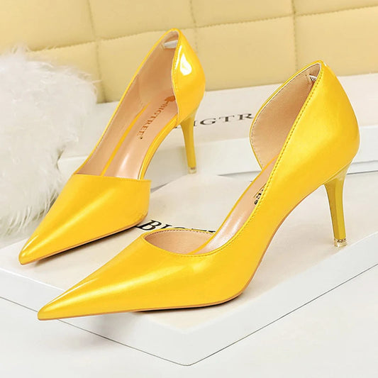Sexy Pu Leather Kitten Heels Party Shoes for Women