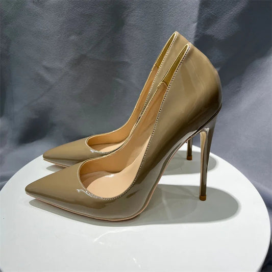 Khaki Pointy Toe High Heel Stiletto Pumps for Women
