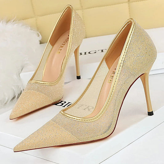 Lace Mesh High Heel Stilettos for Women - Sexy Party Shoes
