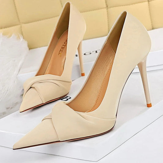 Designer Bow-knot High Heels for Elegant Banquets