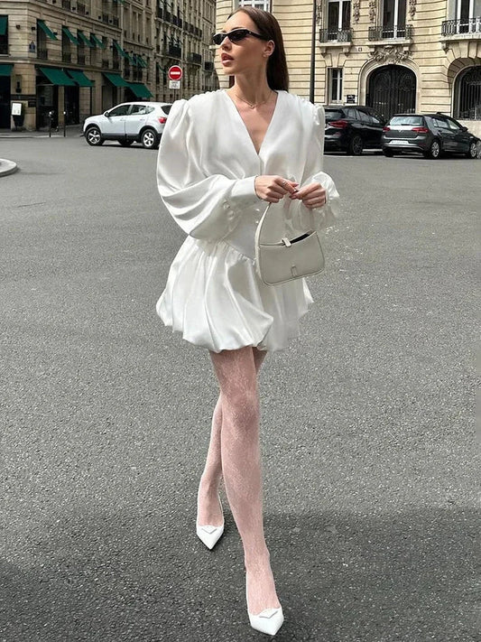 Lantern Long Sleeve Ball Gown Dress