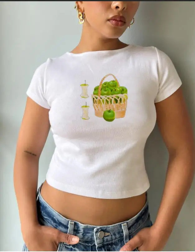 Fruit Print Slim Fit Crew T-shirt