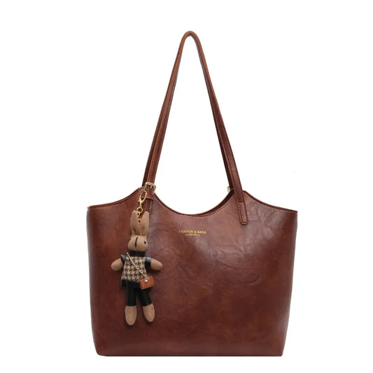 | Soft Vegan Leather Tote Bag with Shoulder Straps