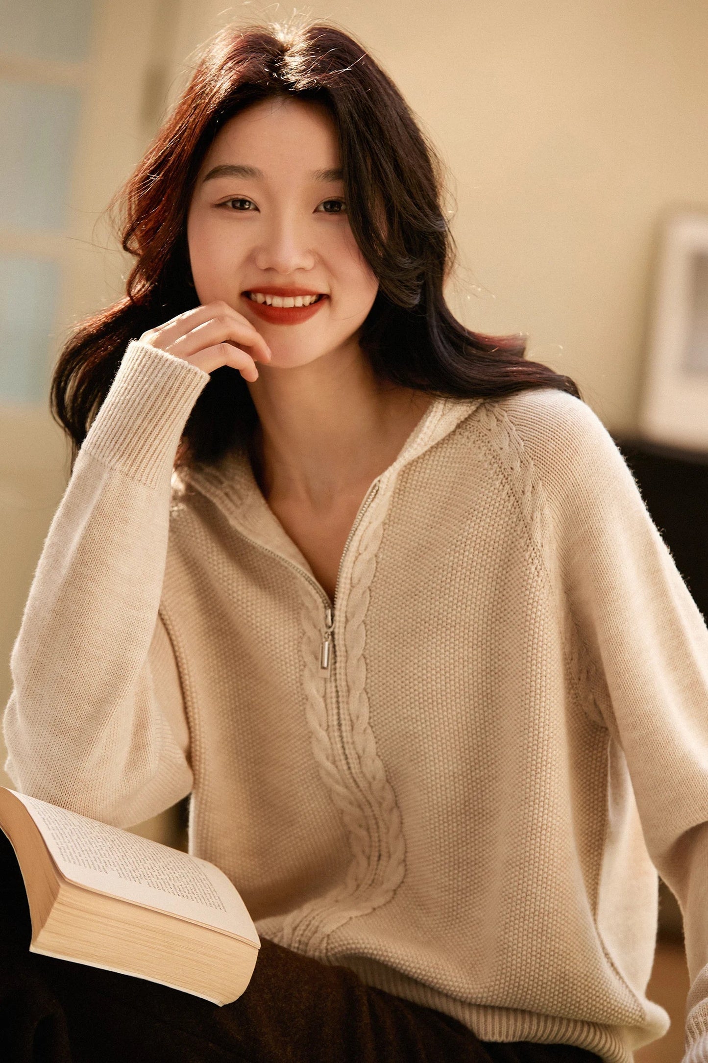 | Cashmere Hooded Cardigan