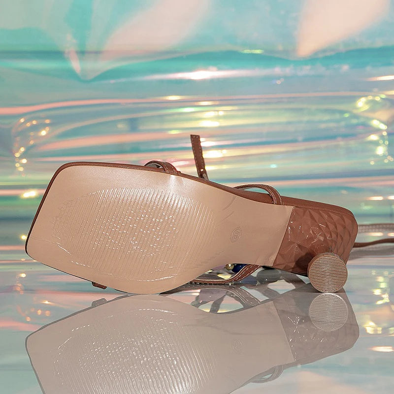 Hollow Out Narrow Band Ankle Strap Sandals for Women