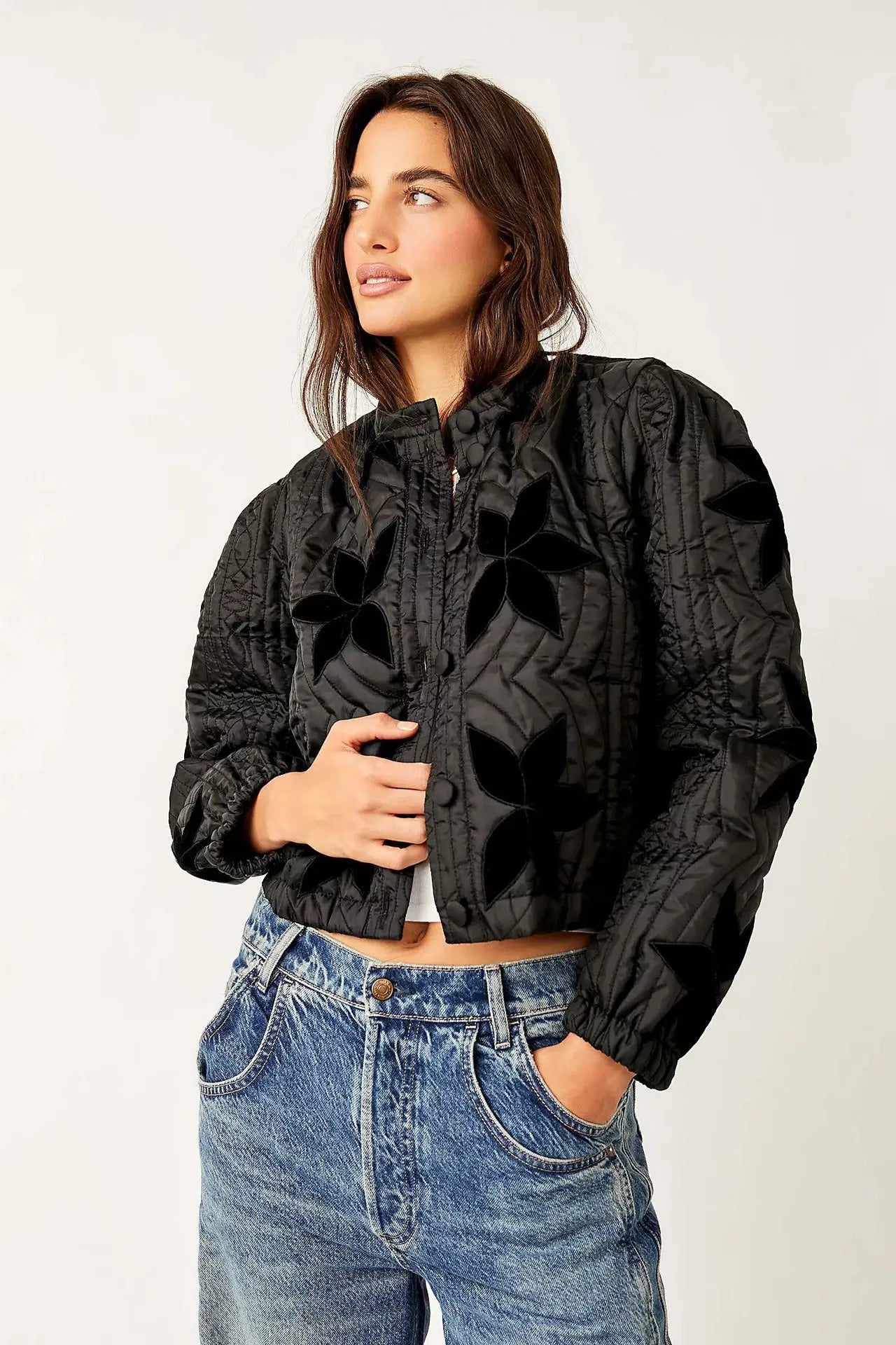 Autumn Winter Single Breasted Pocket Female Jacket Fashion Maple Leaf Women Padded Coat Chic New Lady Outerwear High Street