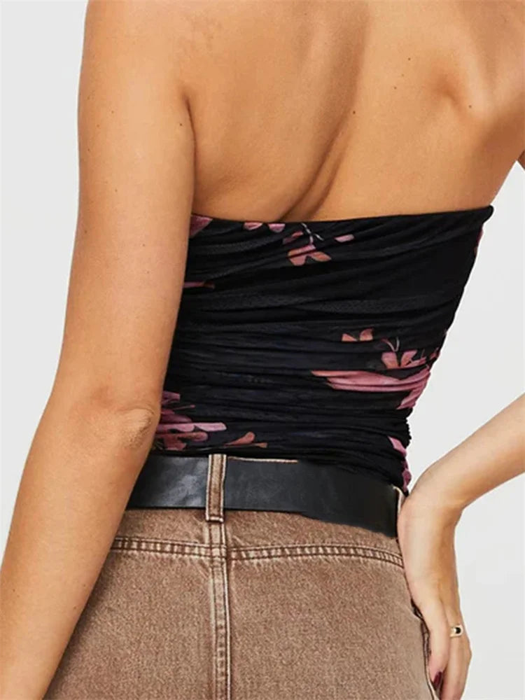 Floral Off Shoulder Aesthetic Strapless