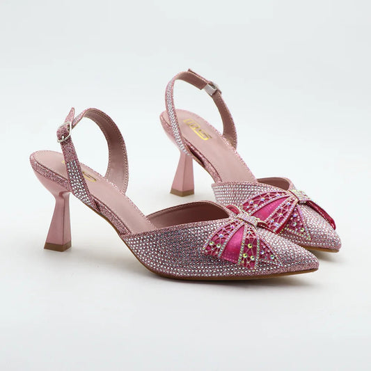 Summer rhinestone stiletto heels with pointed sandals
