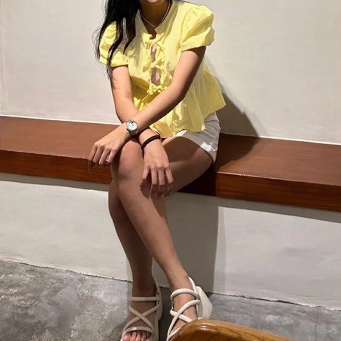 Elegant Peplum Puff Sleeve Blouse