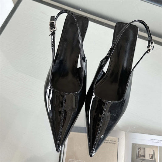 Spring Buckle Strap Women Pumps Pointed Toe Low Heels