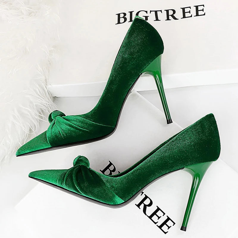 Suede Bowknot High Heel Stilettos for Women