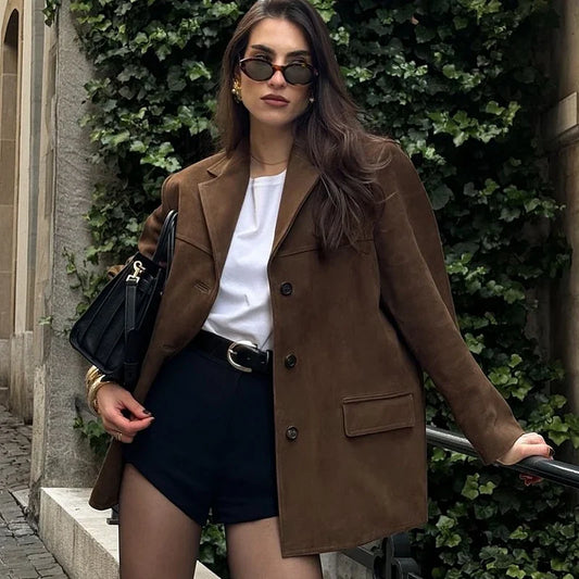 Suede Vintage Brown Leather Coat