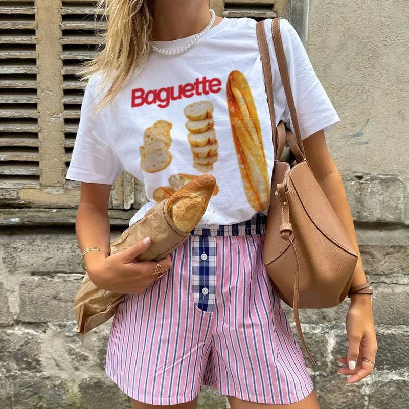 Baguette Bread Cute Summer Street T-shirt