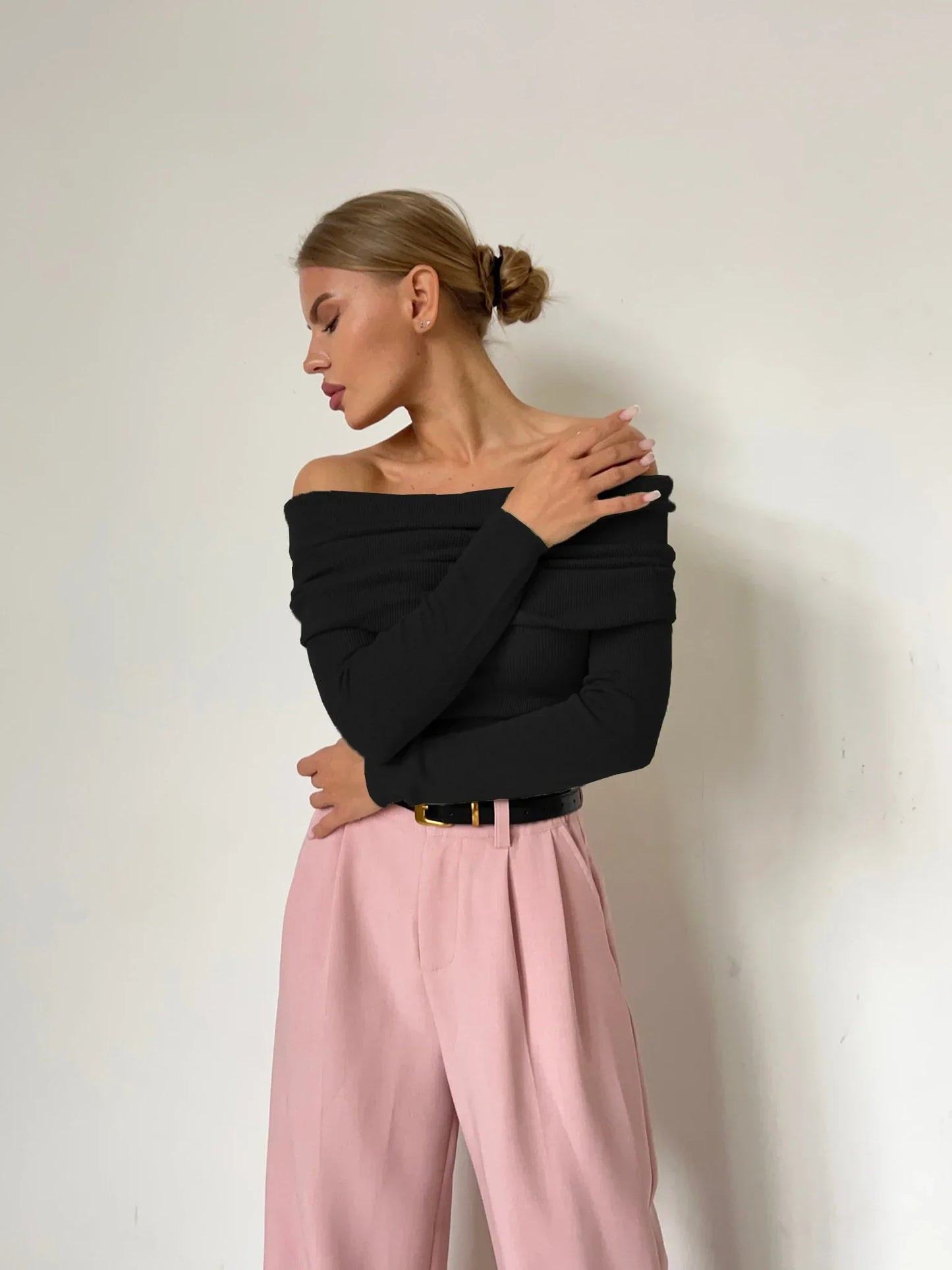 | Off-Shoulder Knit Top