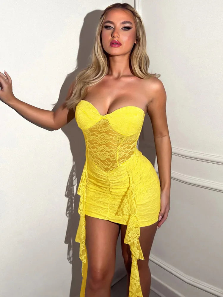Lace Draped Off Shoulder Bodycon Dress