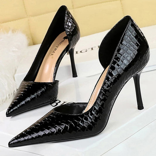 Patent Leather Women Pumps 8 Cm Stilettos for Banquets and Parties