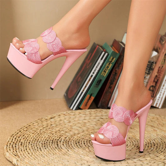 Peep Toe Pole Dance Heels Platform Slipper - Sexy Style for Women
