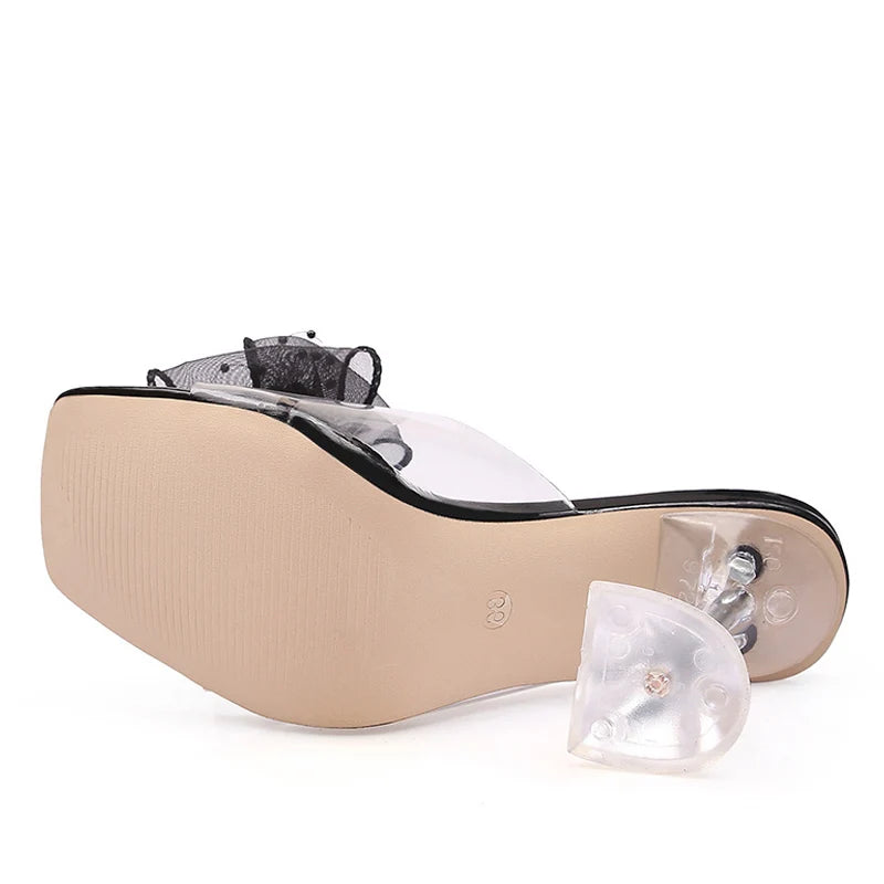 Crystal Flowers Clear Heels