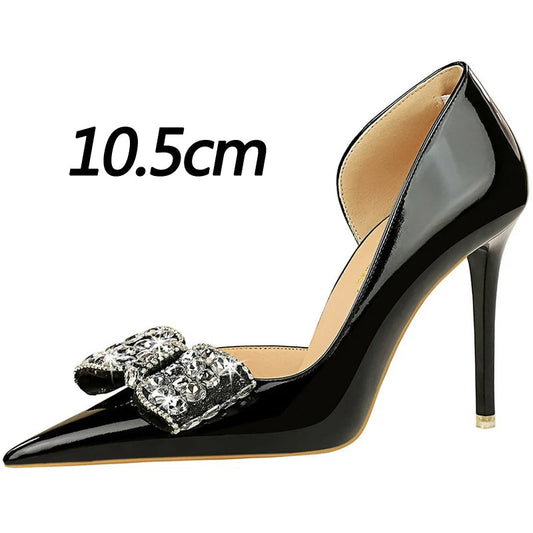 Rhinestone Women's High Heel Pumps in Patent Leather