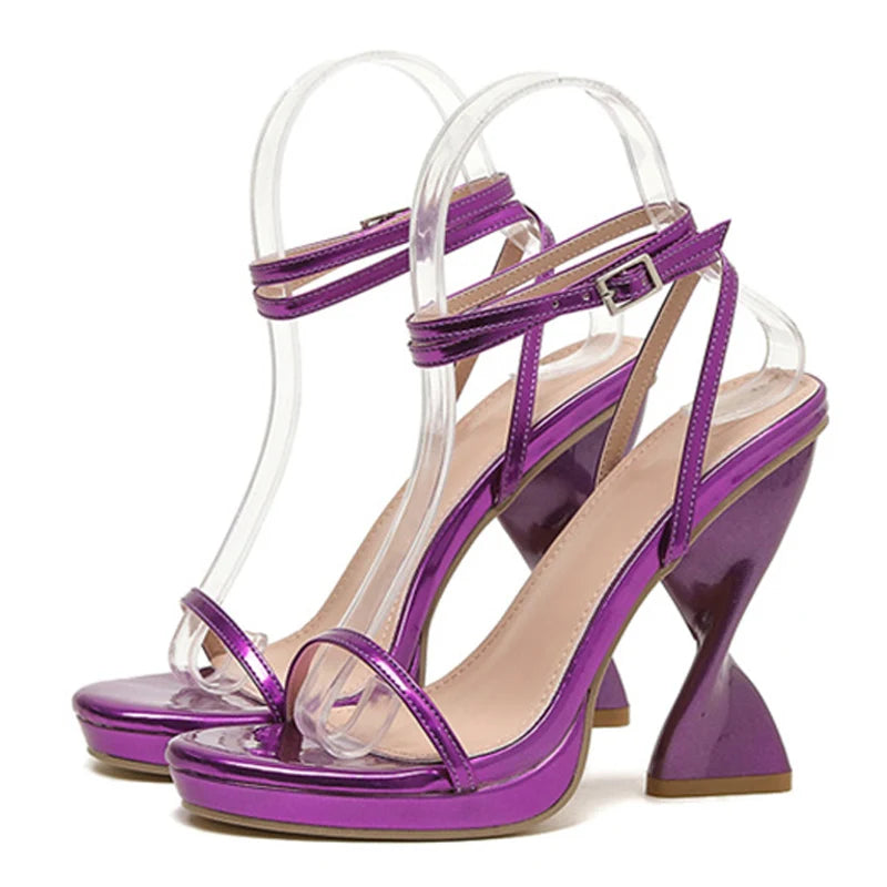Elegant Purple High Heel Waterproof Platform Sandals for Women