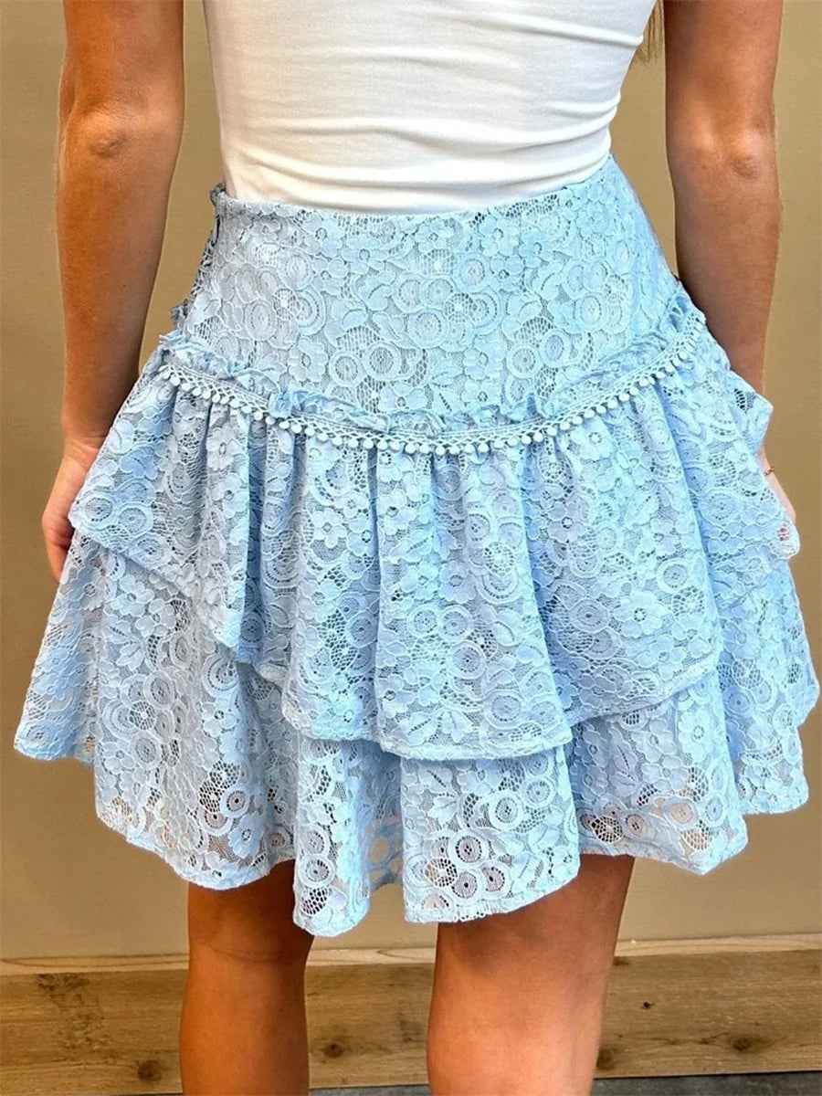 Layered Solid Elegant Mini Skirt