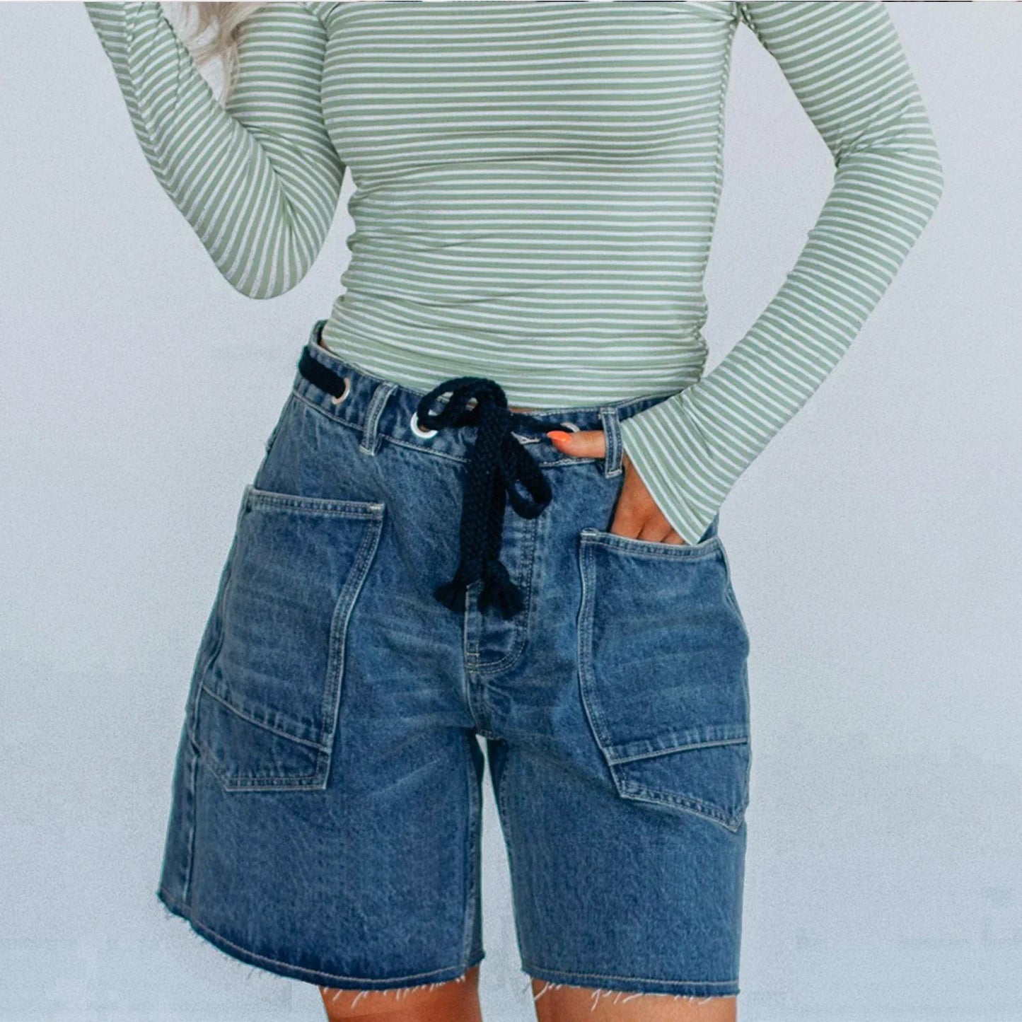| Cotton Denim Shorts