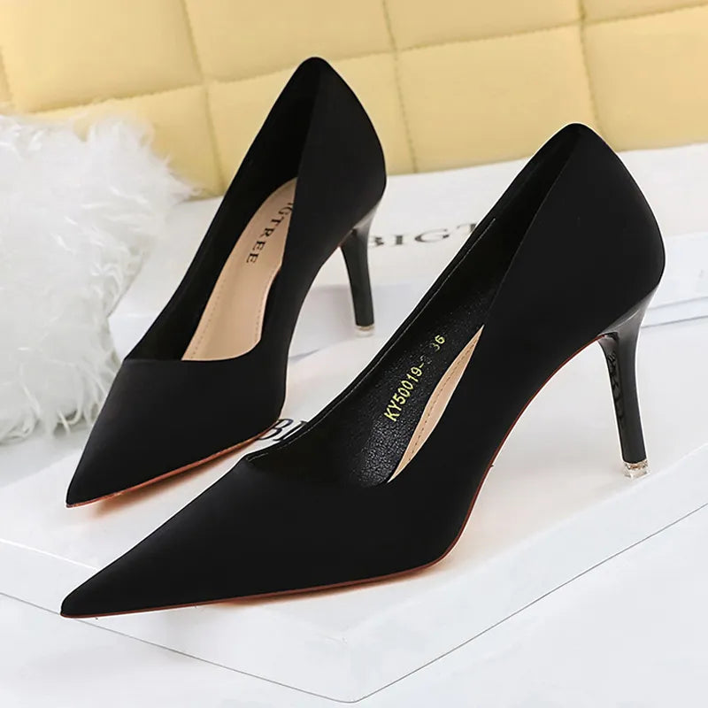 Satin High Heels Stiletto Wedding Shoes Sexy Party Pumps Women Fashion